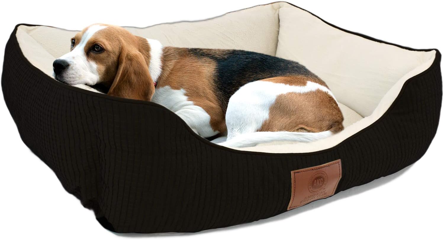 American Kennel Club Small Black Dog Bed, Solid Weave Cuddler, AKC Pet Cuddler, 26
