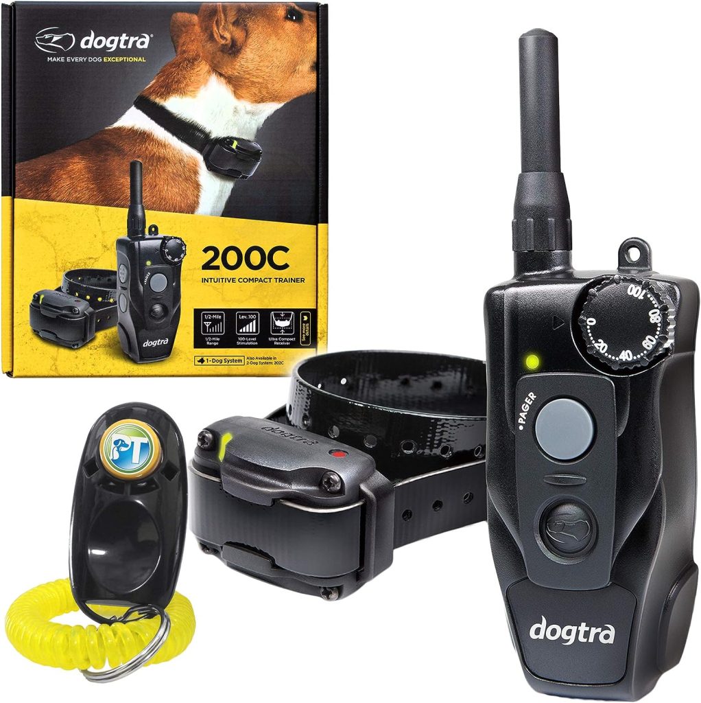 Dogtra 200C Remote Training E-Collar - 1/2 Mile Range - Static, Vibration, Low-Medium Output, Adjustable Levels, Waterproof, Electric Dog Collar for Basic Obedience Training of Small, Medium Dogs