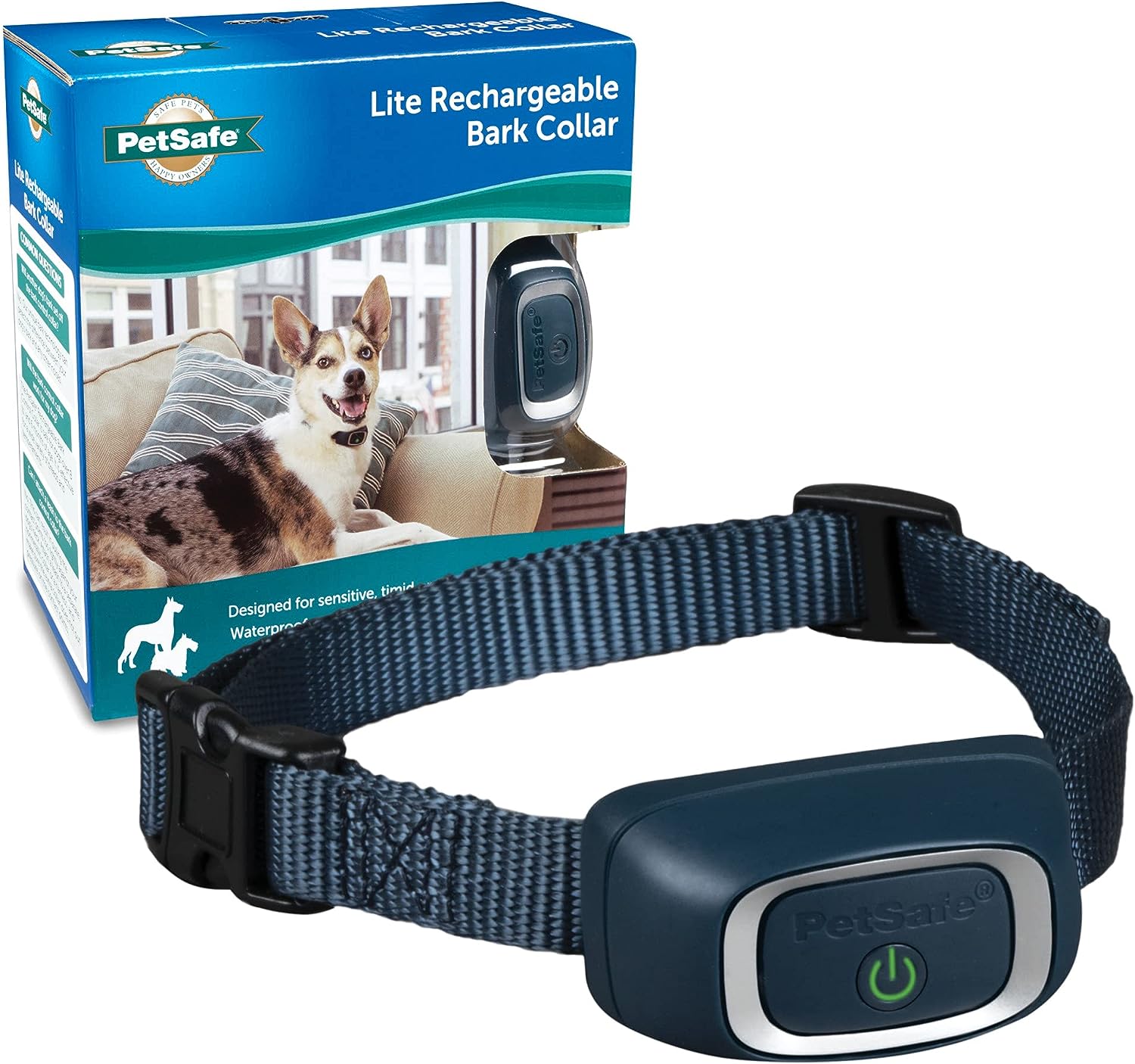 PetSafe Lite Rechargeable Bark Collar for Timid or Little Dogs over 8 lb., 15 Levels of Automatically Adjusting Light Static Correction - Rechargeable, Waterproof - Reduces Barking and Whining