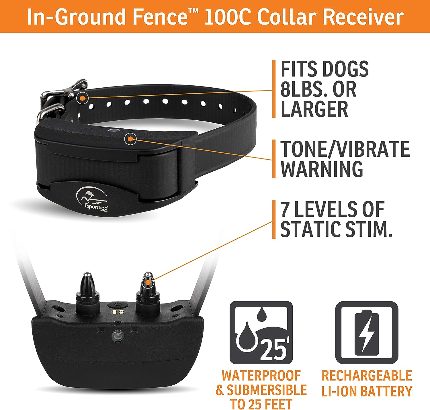 SportDOG Brand Rechargeable In-Ground Fence Systems – from the Parent Company of INVISIBLE FENCE Brand - Underground Wire Electric Fence - Tone, Vibration,  Static - 100 Acre Capability,Black